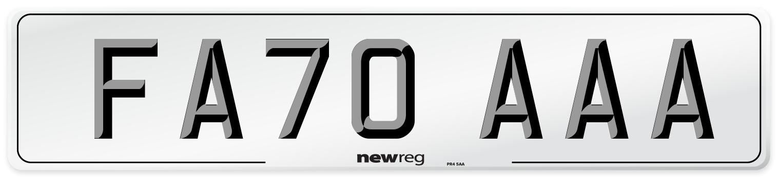 FA70 AAA Number Plate from New Reg